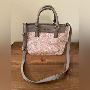 Nine West Pink Floral Crossbody with Taupe Trim